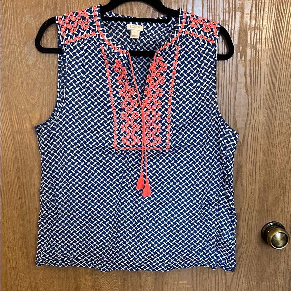 JCrew Navy and Coral Cotton Tank